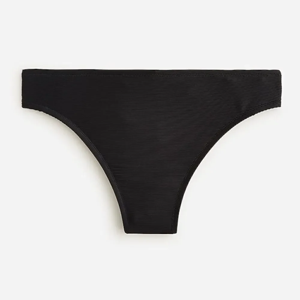 J Crew Black Ribbed High Rise Bikini Bottom NWT